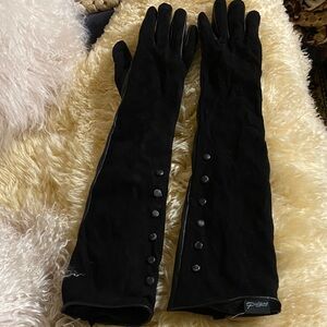 Black Long Gloves with Button Detail